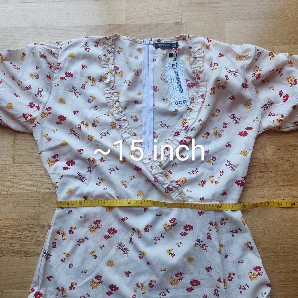 💥HP💥NWT boohoo Wrap Ruffle Detail Tea Dress - Picture 8 of 9